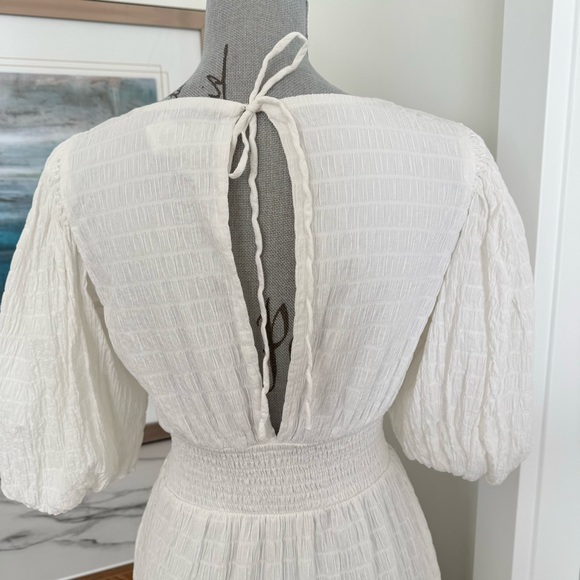 Sovere Australian brand Cotton Puffed Sleeve Off White Tiered Summer Dress - Picture 14 of 16